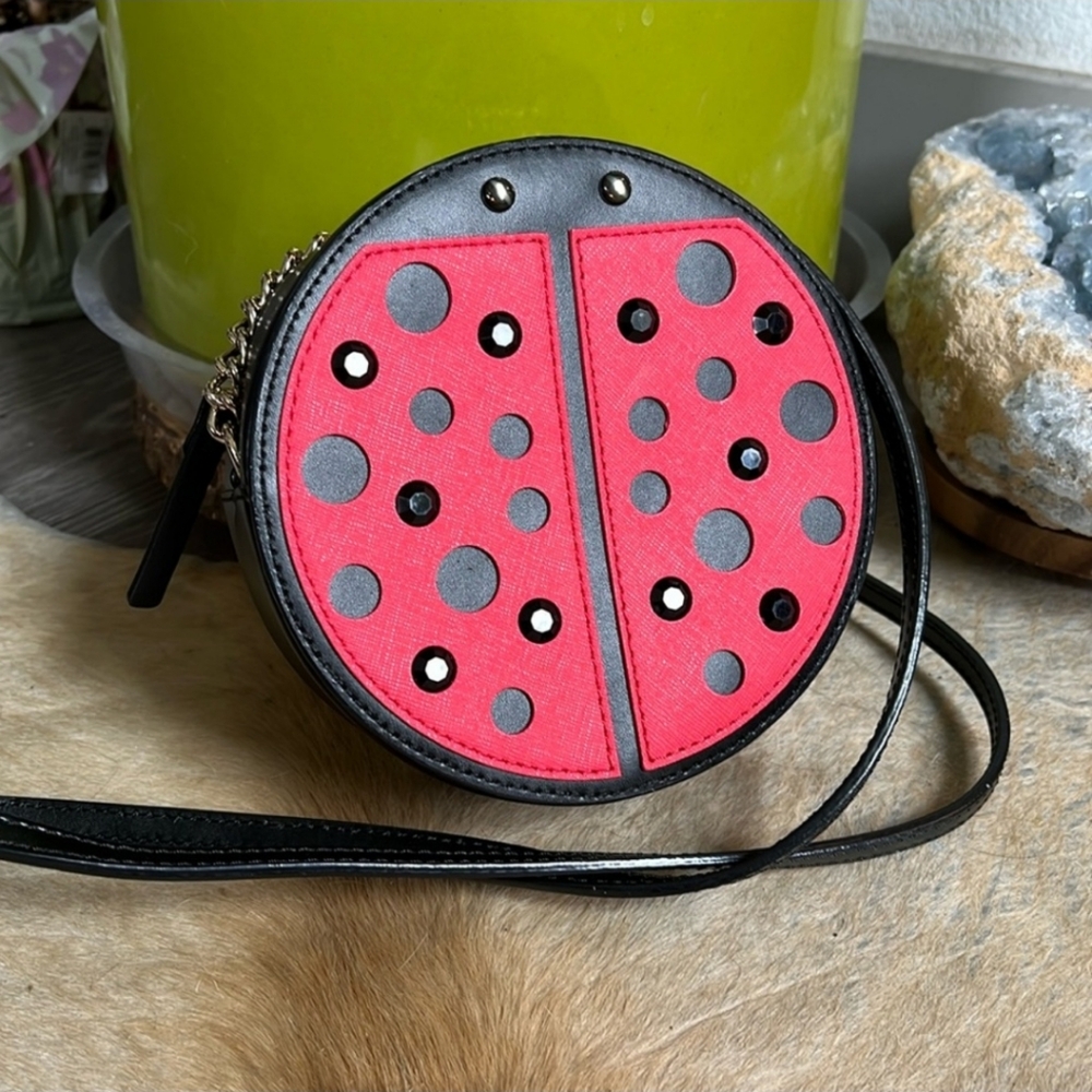 Kate Spade Ladybug Turn Over a New Leaf Micha Round Crossbody Bag HTF🐞